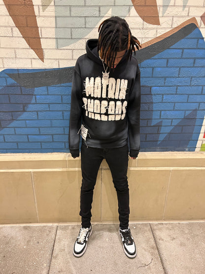 Signature Matrix Threads Hoodie-Charcoal Black