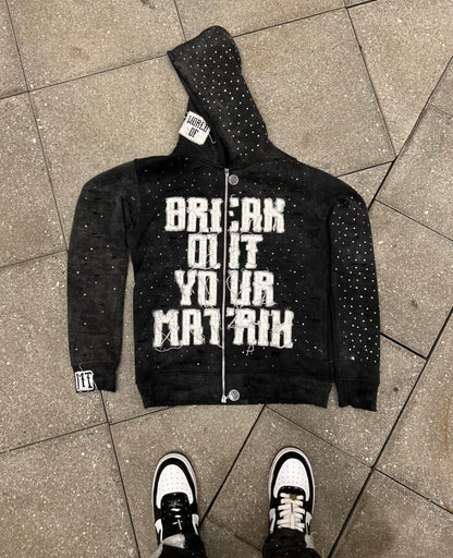 BOYM RHINESTONE ZIP-UP (Midnight Black)