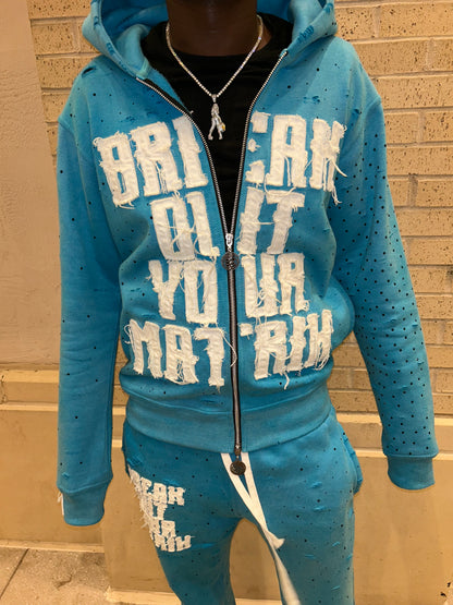 BOYM RHINESTONE ZIP-UP (Baby Blue)