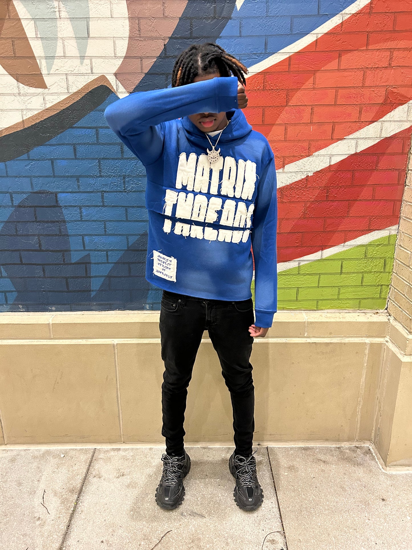 Signature Matrix Threads Hoodie-Racer Blue